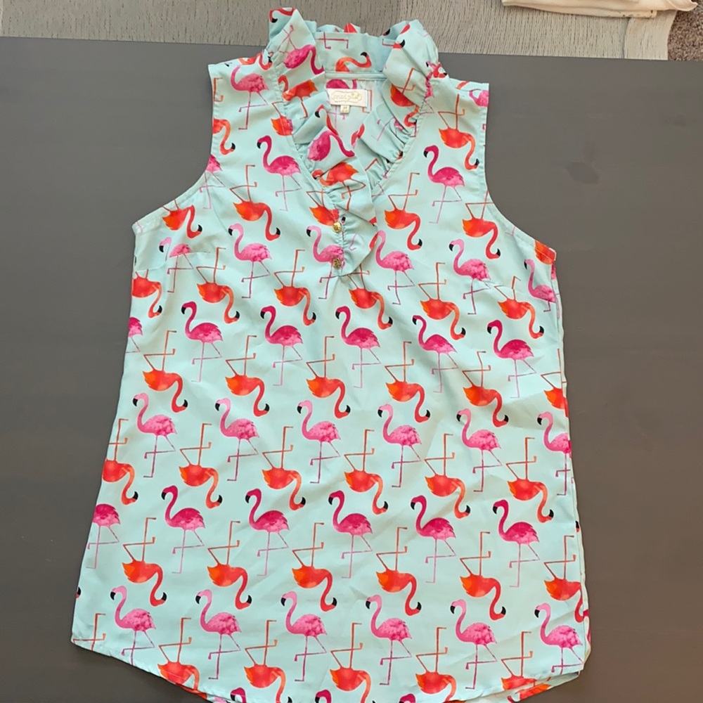 Mud Pie Flamingo Ruffle Top